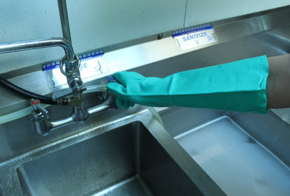 Nitri-Clean™, Green Nitrile Dishwashing Gloves, 22 mil, 18" - Sizes S-XL - GPSFoodService
