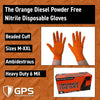 The Orange Diesel®, Powder Free Nitrile Disposable Gloves, 6 Mil, Sizes M-XXL