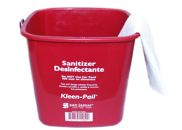 Sanitation Bucket Red 6 Qt., Food Service Safety